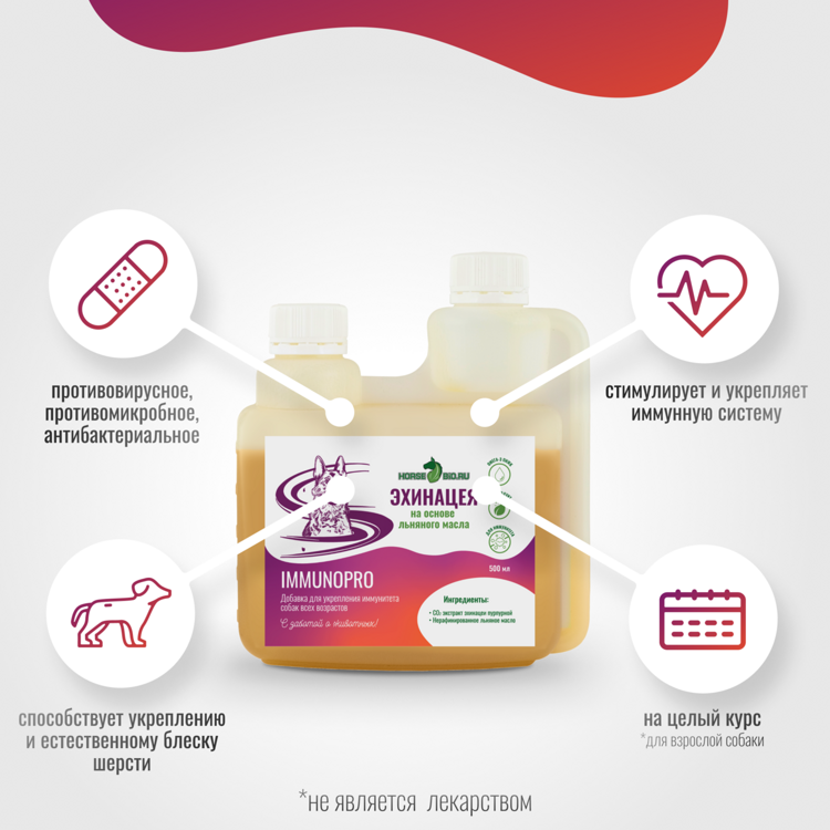 Эхинацея ImmunoPro для собак на основе льняного масла 500 мл