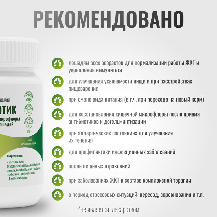 Подкормка ПРОБИОТИК GastroPro для лошадей, 800 г